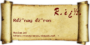 Rónay Áron névjegykártya